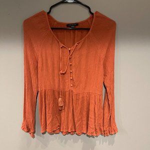 American Eagle Orange Dainty Long Sleeve Blouse